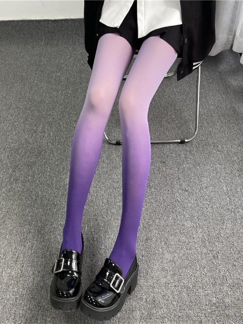 Women's Ombre Gradient Purple Opaque Tights Pantyhose Stockings Lolita Cosplay